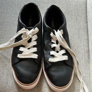 TOMS black leather sneakers